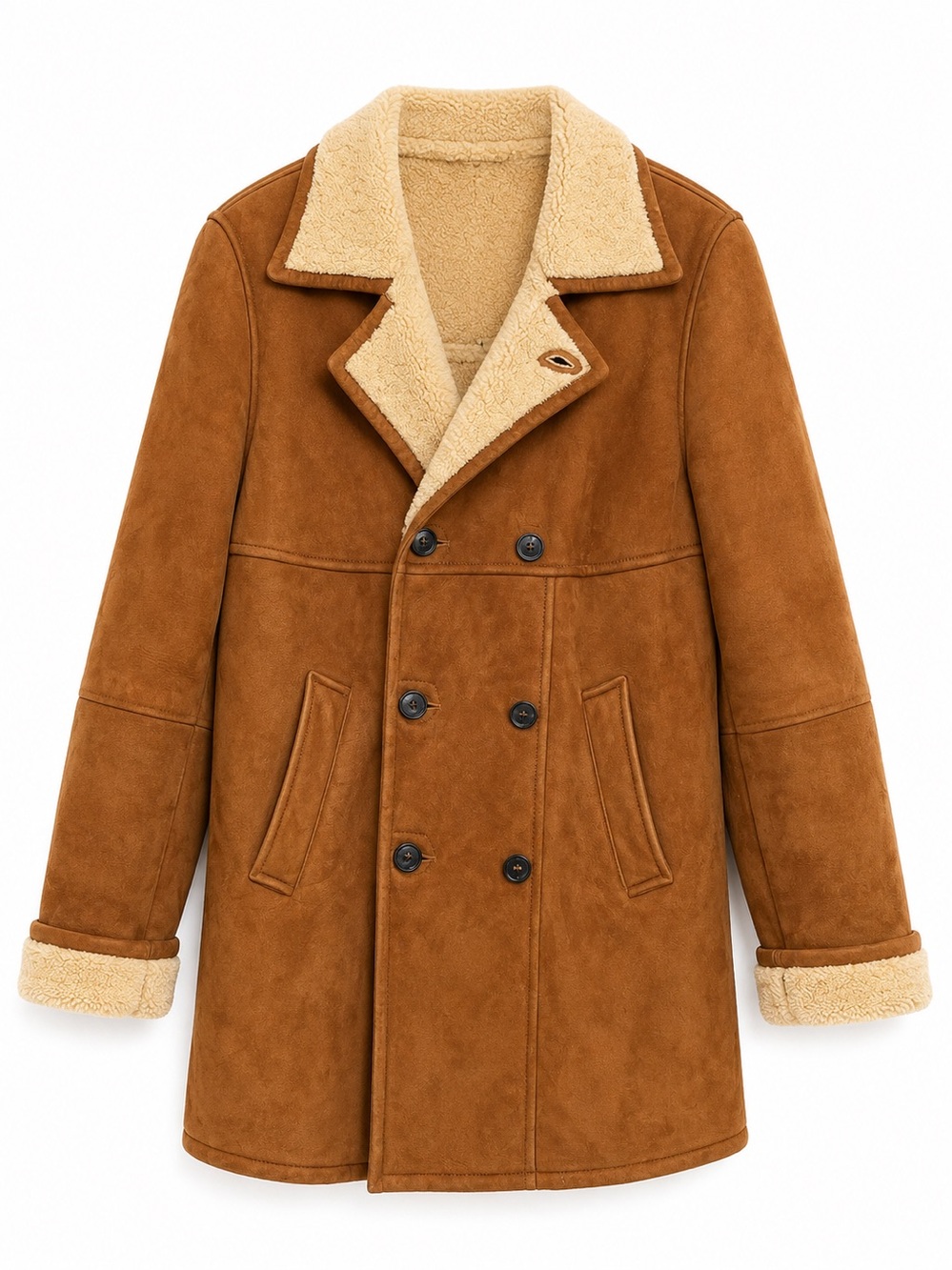 Brooks Brothers Genuine Shearling Coat ā Large ā 100% Lambskin ā Made in Turkey